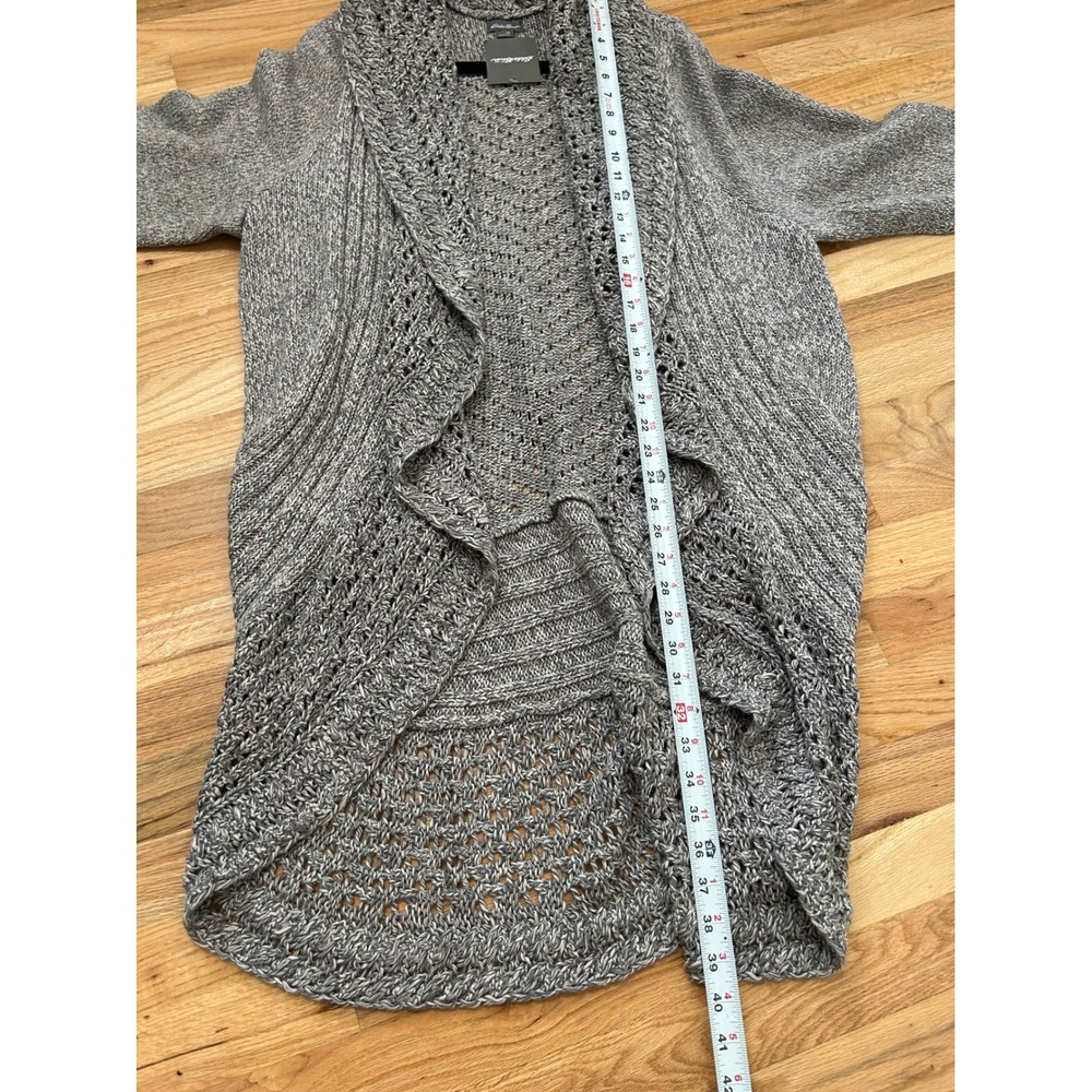 Eddie Bauer Peekaboo Cardigan Grey Marl Pointelle Knit Longline Sweater 2X New - Picture 8 of 10